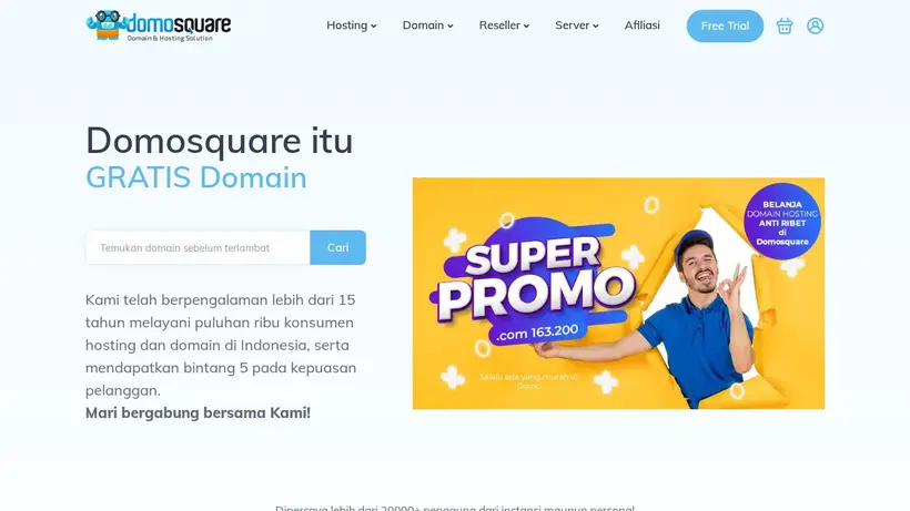 Domo Square homepage screenshot