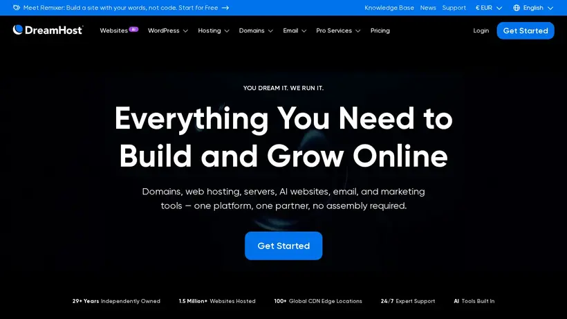 DreamHost homepage screenshot