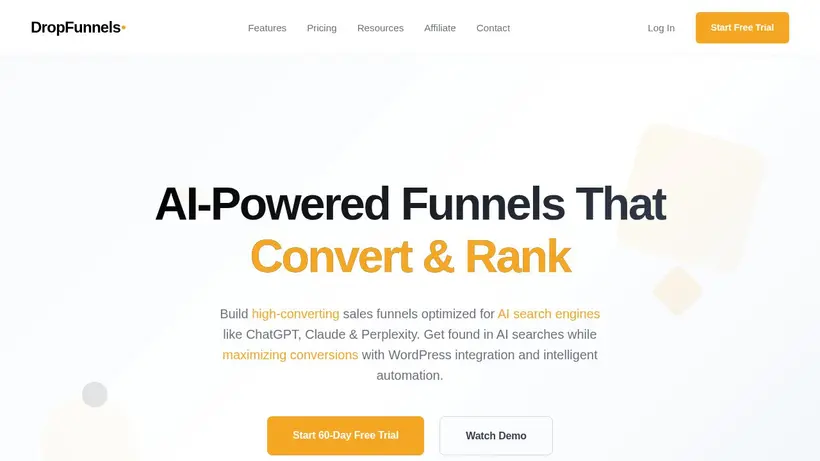 Drop Funnels homepage screenshot