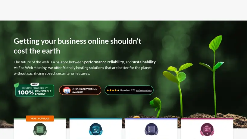 Eco Web Hosting homepage screenshot