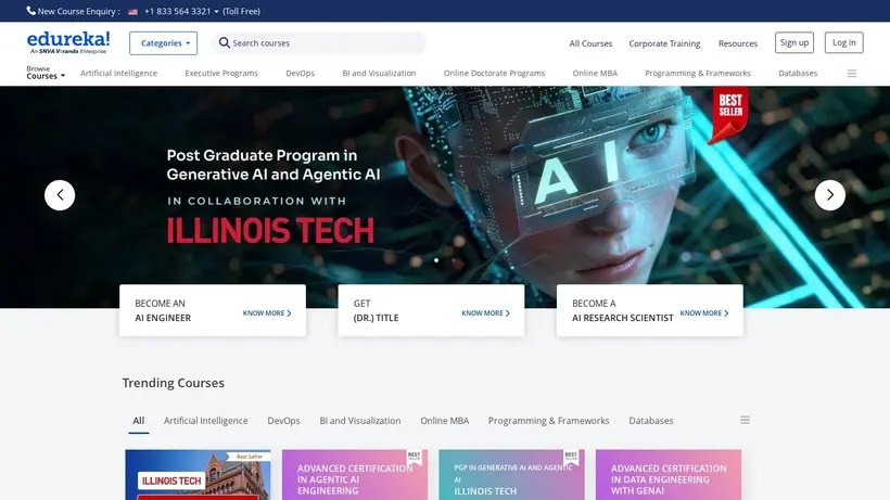 Edureka homepage screenshot