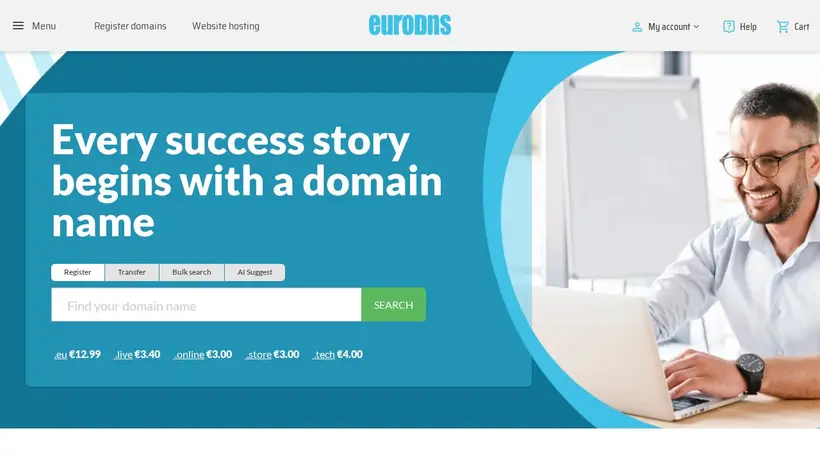 EuroDns homepage screenshot