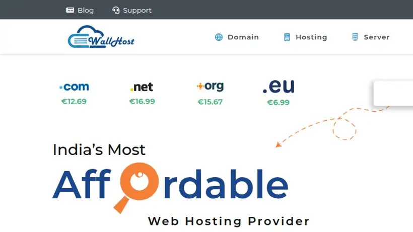 eWallHost homepage screenshot
