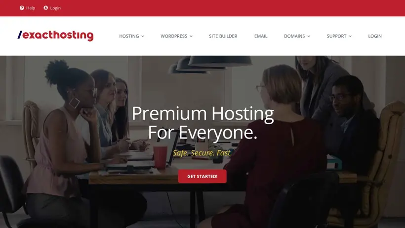 Exact Hosting homepage screenshot