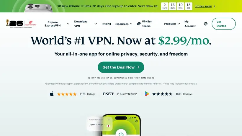 Express VPN homepage screenshot