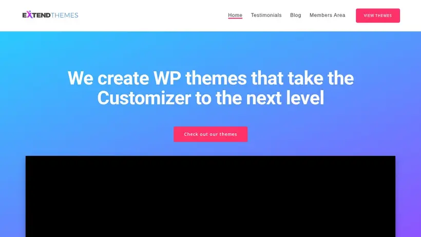 Extend Themes homepage screenshot