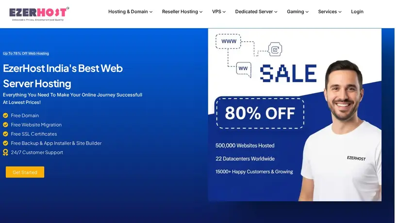 Ezer Host homepage screenshot