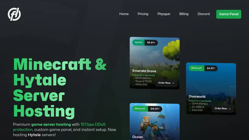 Fallout Hosting homepage screenshot