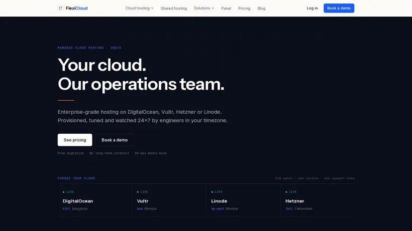 Flexi Cloud homepage screenshot