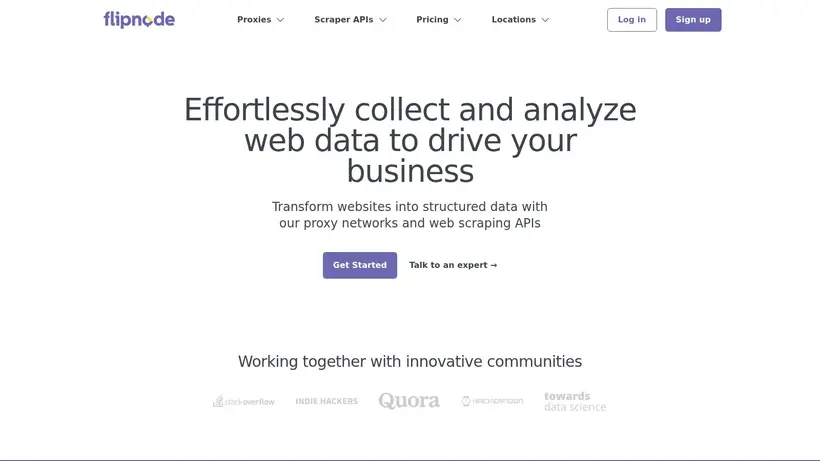 Flip Node homepage screenshot