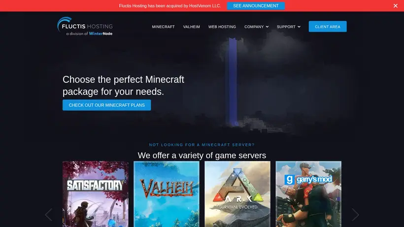 Fluctis Hosting homepage screenshot