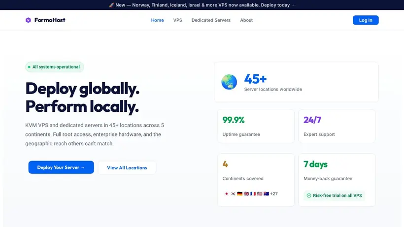 Formo Host homepage screenshot
