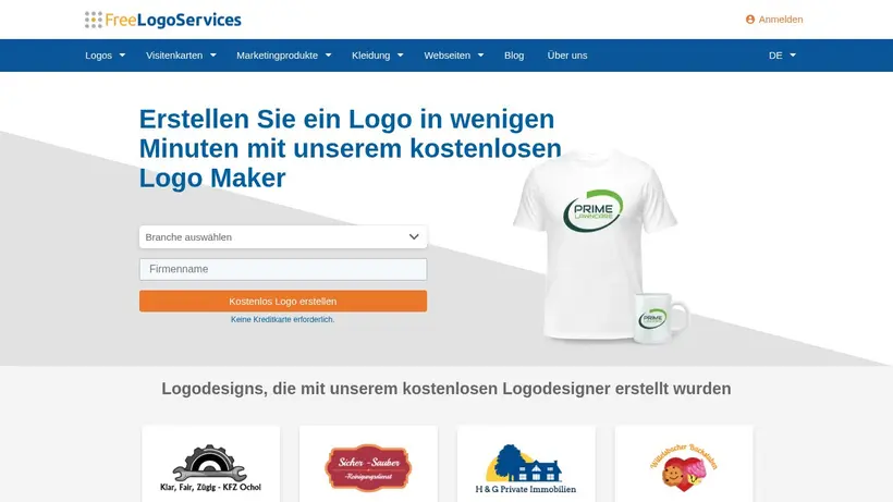 Free Logo Services homepage screenshot