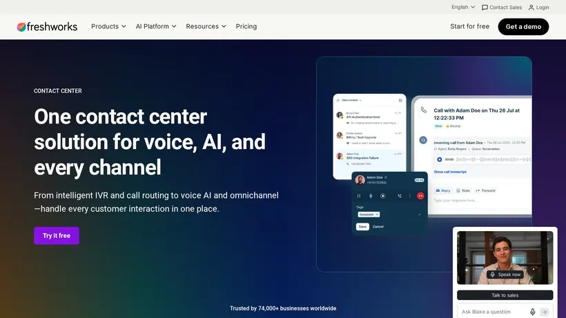 Fresh Caller homepage screenshot