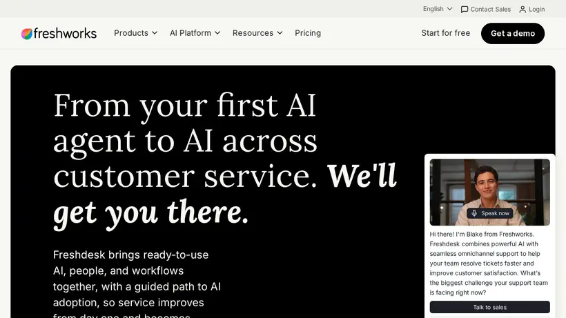 Fresh Desk homepage screenshot