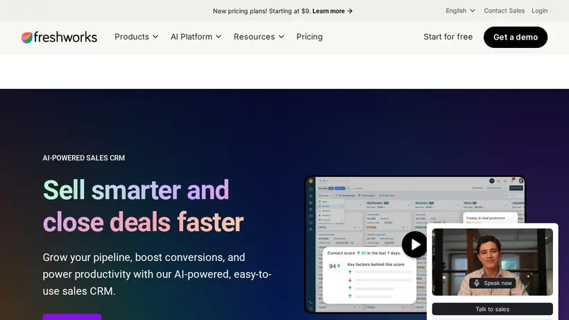 Fresh Sales homepage screenshot