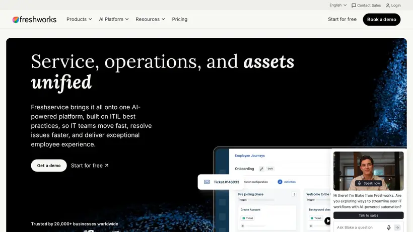 Fresh Service homepage screenshot