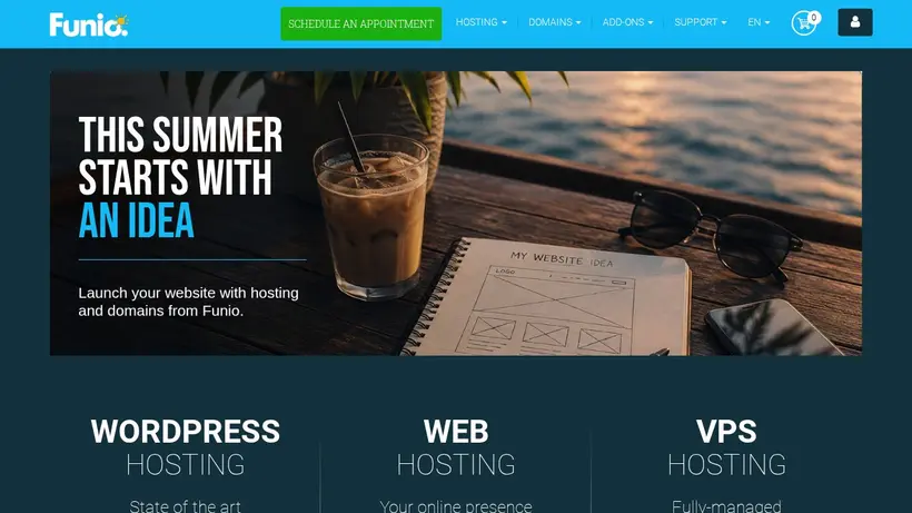Funio homepage screenshot