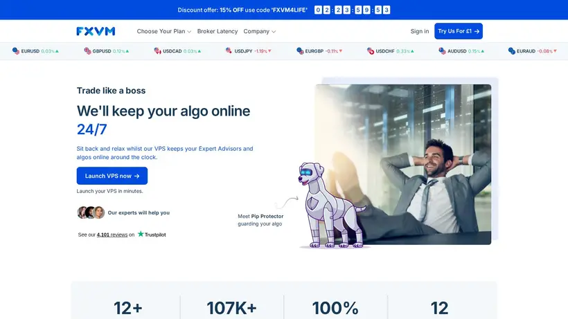 FXVM homepage screenshot
