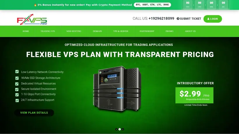 FX VPS Pro homepage screenshot