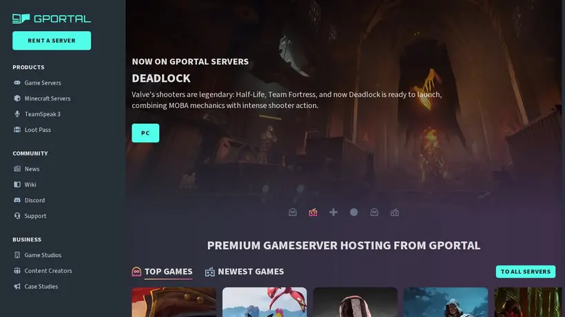 G Portal homepage screenshot