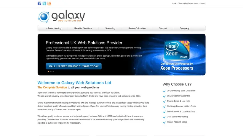 Galaxy Web Solutions homepage screenshot