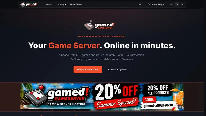 Gamed! De homepage screenshot
