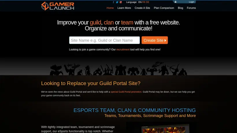 Gamer Launch homepage screenshot