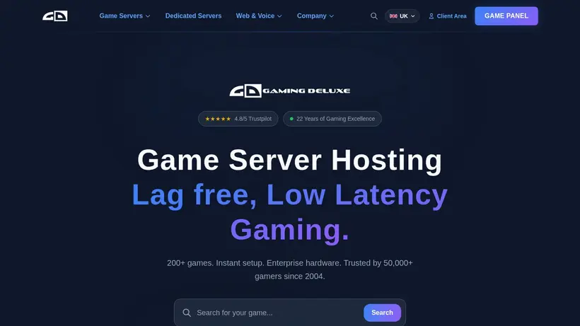 Gaming Deluxe homepage screenshot