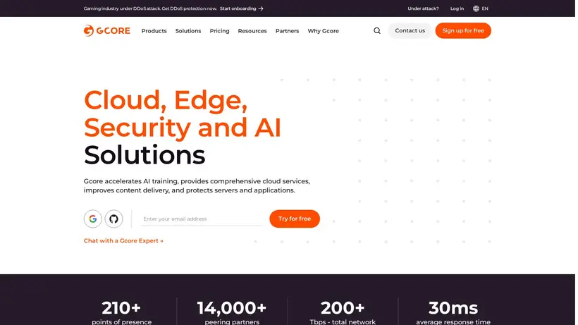 G-Core Labs homepage screenshot