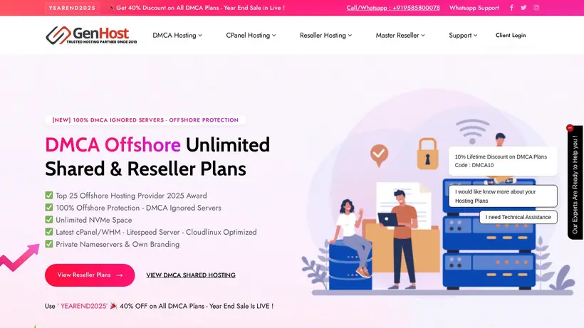 Genhost.in homepage screenshot