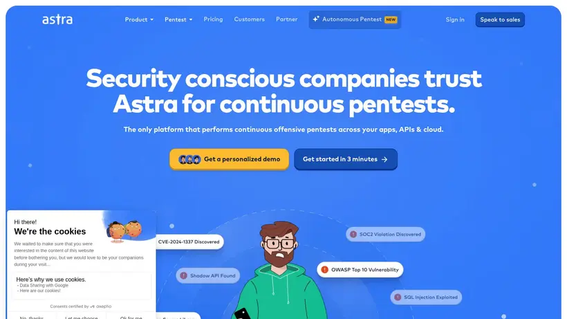 Get Astra homepage screenshot