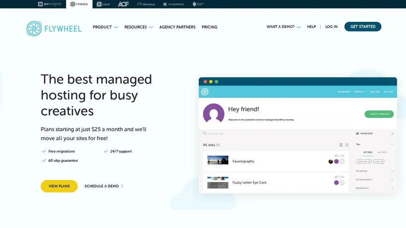 Flywheel homepage screenshot