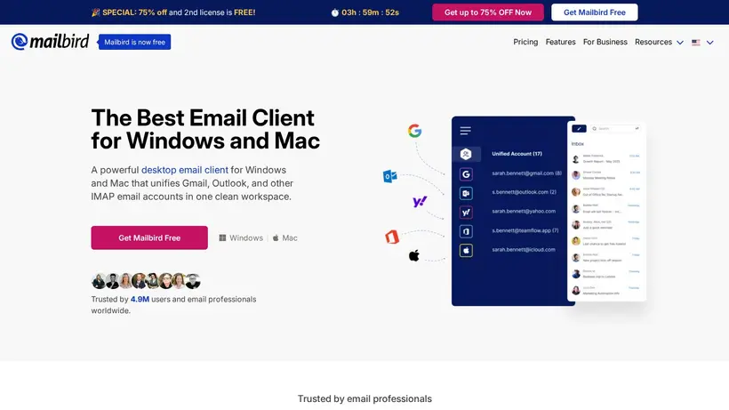 Mailbird homepage screenshot