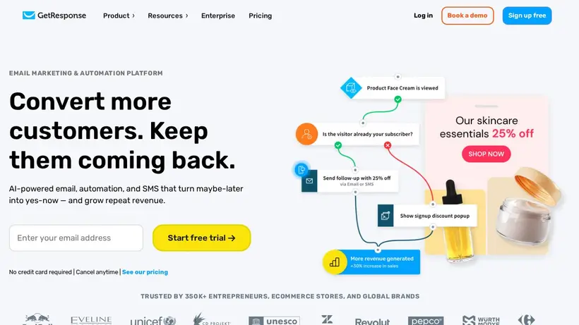 GetResponse.no homepage screenshot