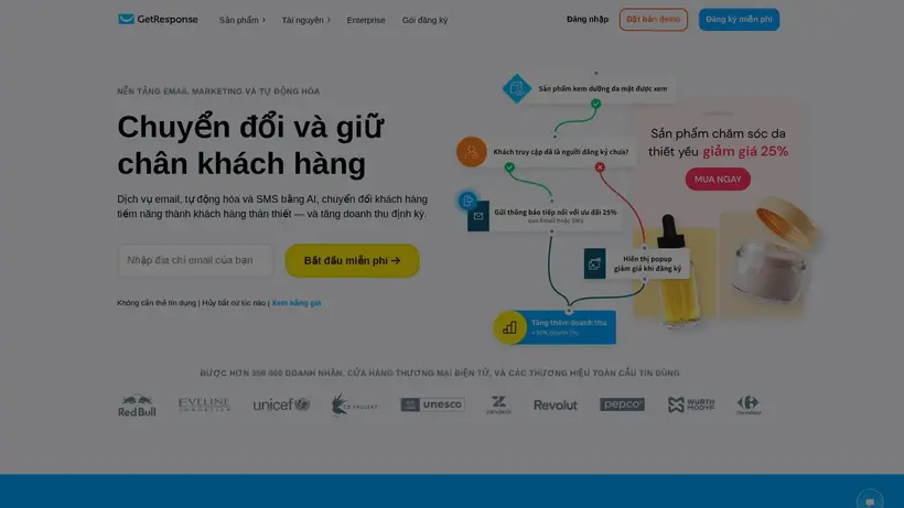 GetResponse Vietnam homepage screenshot