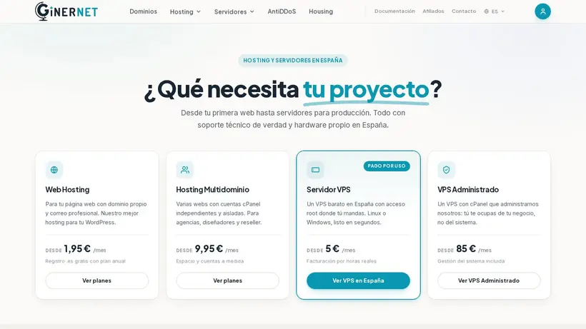 Ginernet homepage screenshot