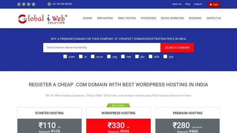 Global I Web homepage screenshot