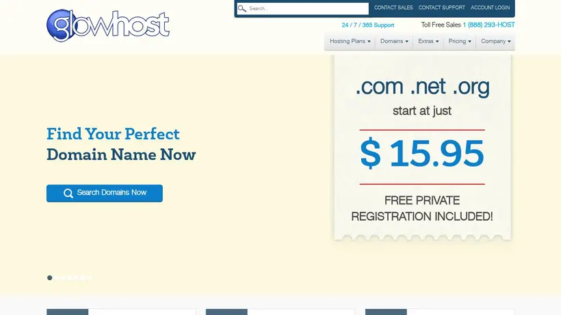 Glow Host homepage screenshot