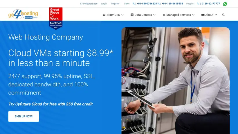 Go 4 Hosting homepage screenshot