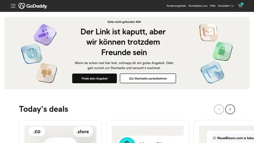 GoDaddy homepage screenshot
