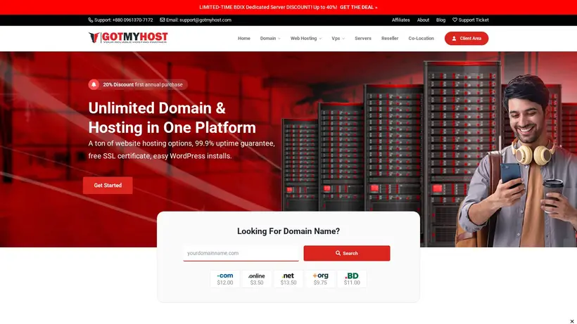 Got My Host homepage screenshot