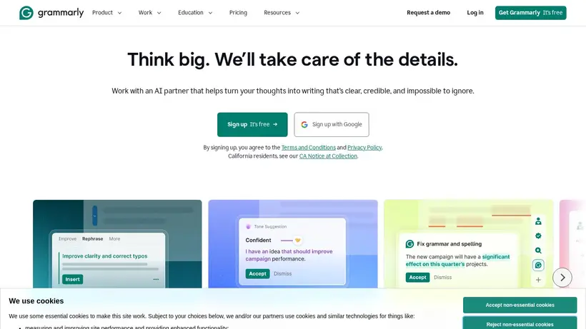 Grammarly homepage screenshot