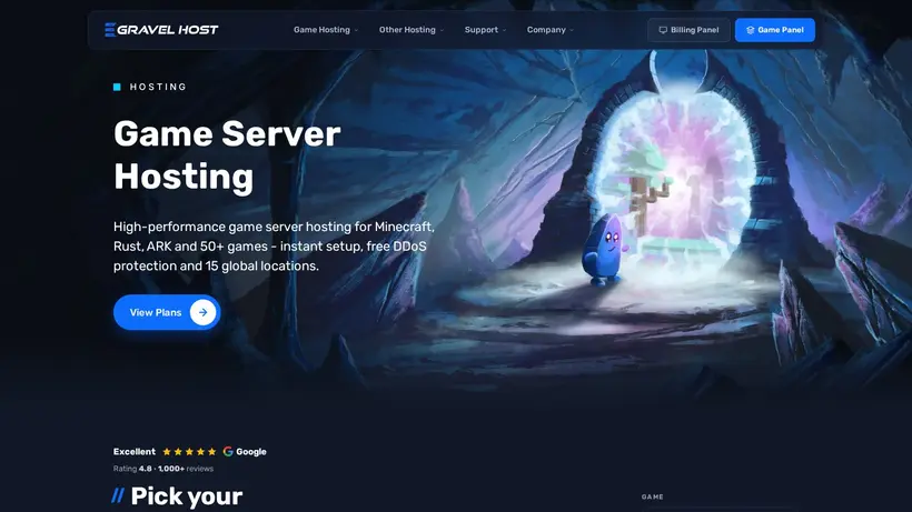 Gravel Host homepage screenshot