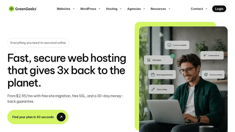 Green Geeks homepage screenshot
