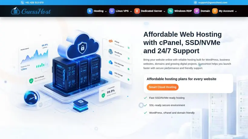 Guess Host homepage screenshot