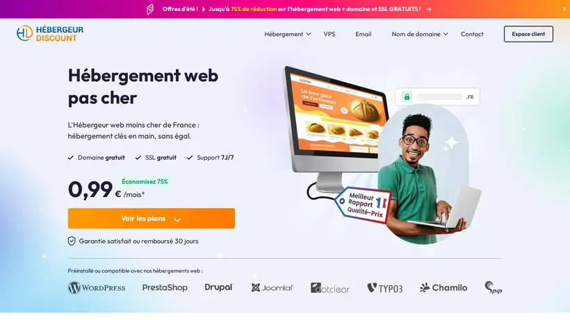 Hebergeur Discount homepage screenshot
