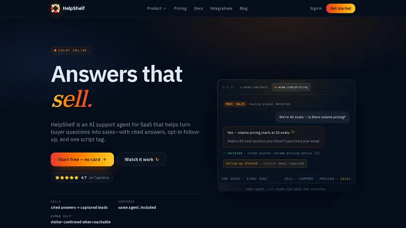 Help Shelf homepage screenshot