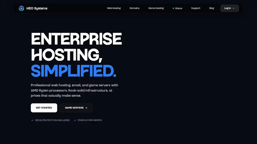 Heo Systems homepage screenshot
