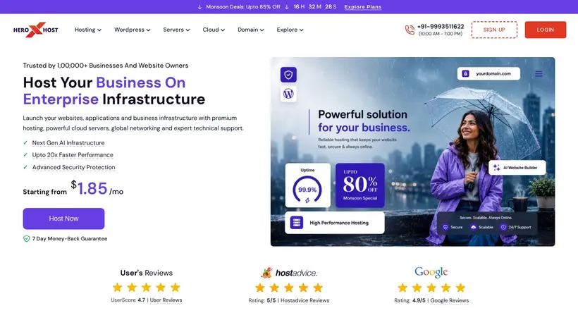 HeroXHost homepage screenshot